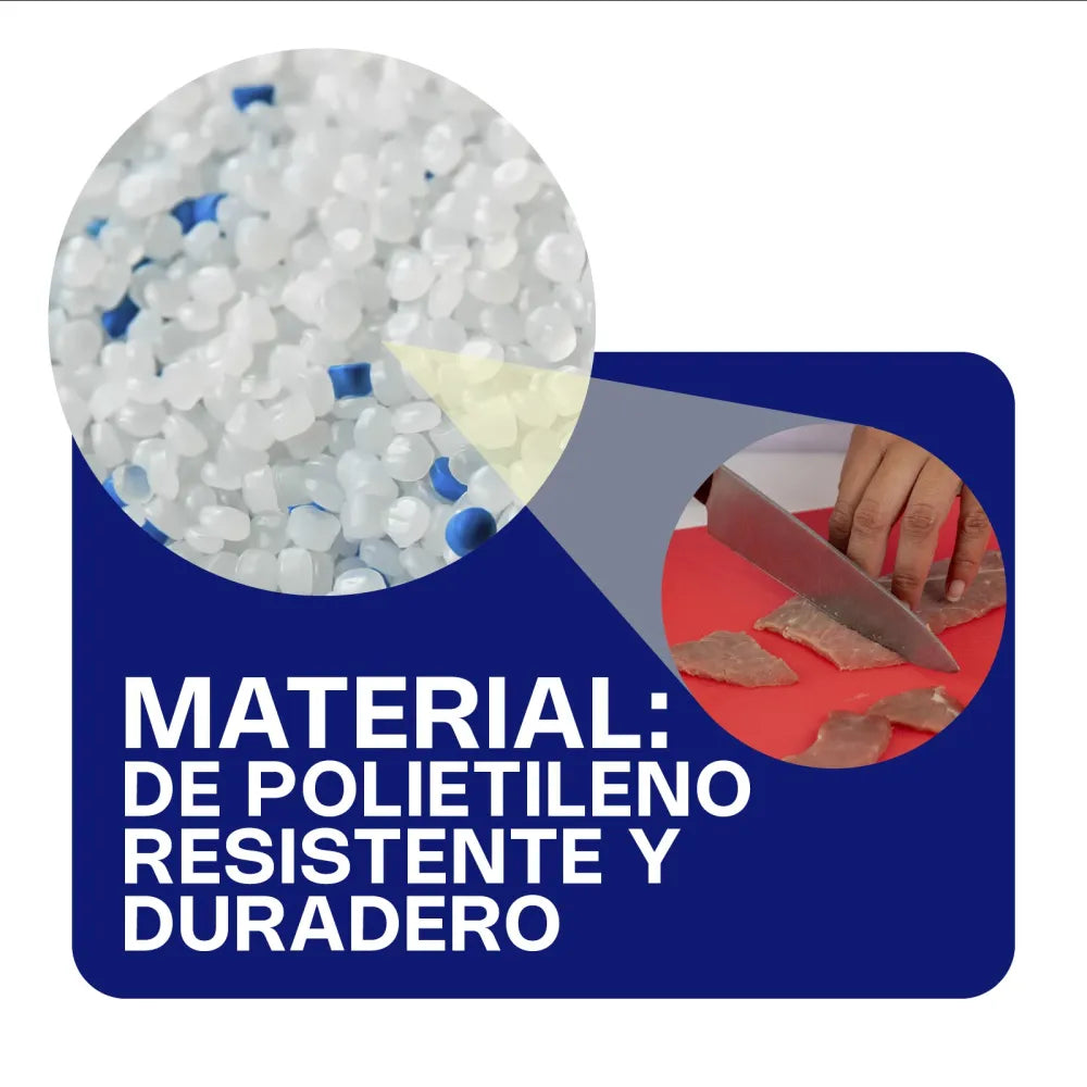 TABLA PARA CORTAR COLOR | 12 X 18 X 0.5 CM | USO PROFESIONAL | POLIPROPILENO | CALEDONIA TAPACO-12R