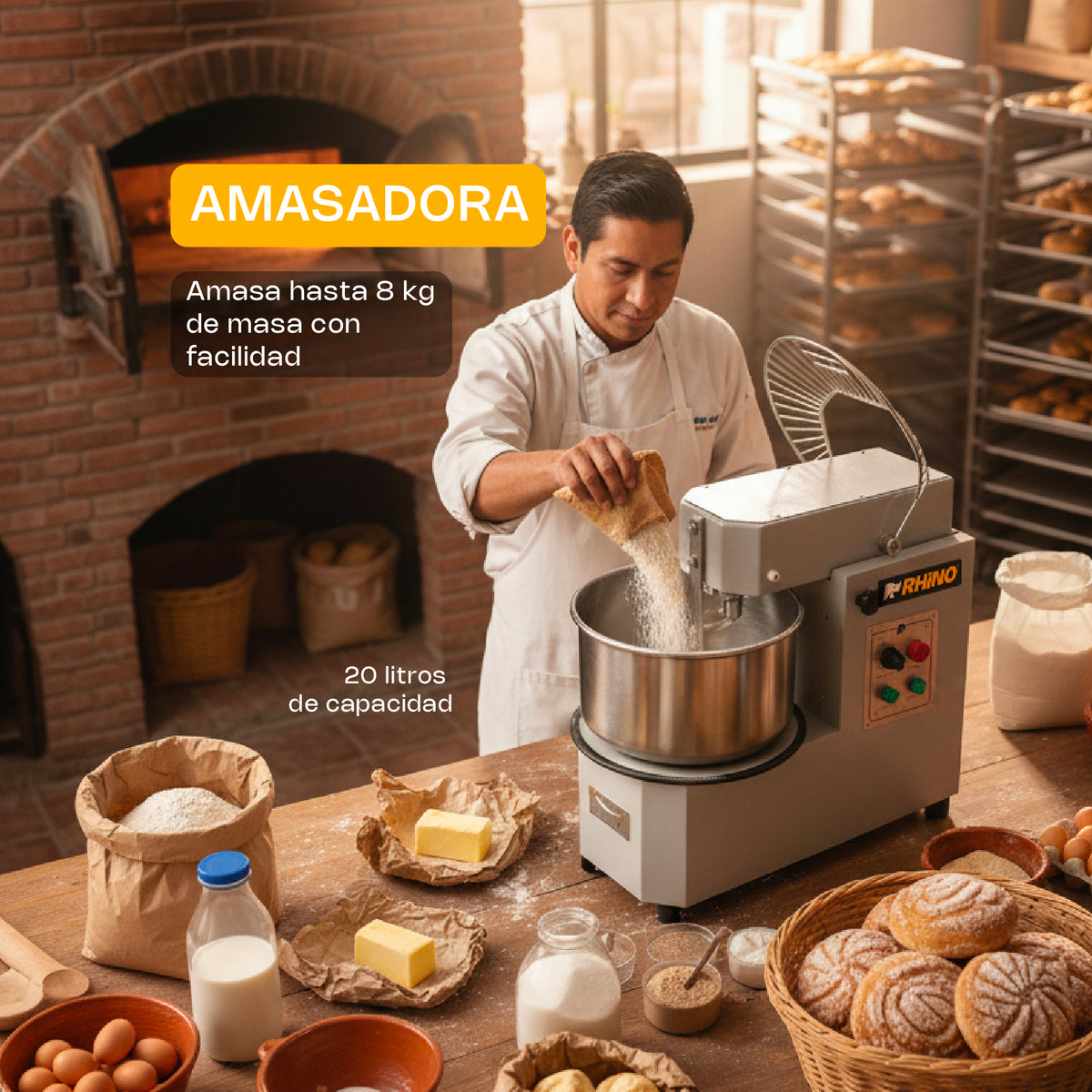 Amasadora de procesamiento prolongado 20 l | Rhino | Amasa-20pro