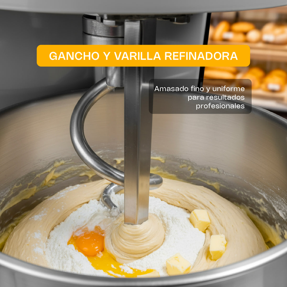 Amasadora | Tazón Y Gancho De Acero Inoxidable / Cuerpo Metálico | Formato De Piso | 20 L | Uso Comercial | AMASA-20 | RHINO