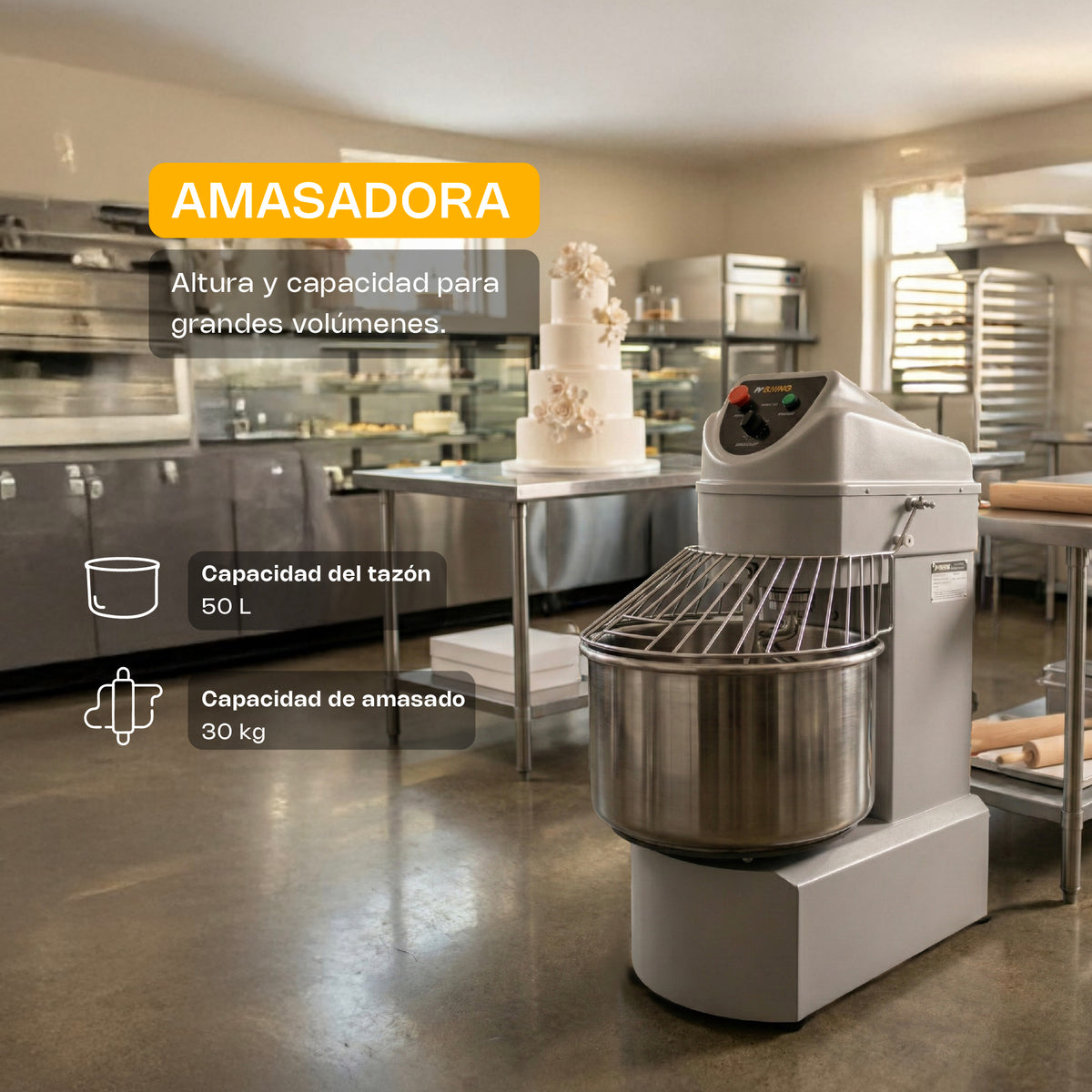 Amasadora de doble acción giratoria 50 l | Rhino | Amasa-50