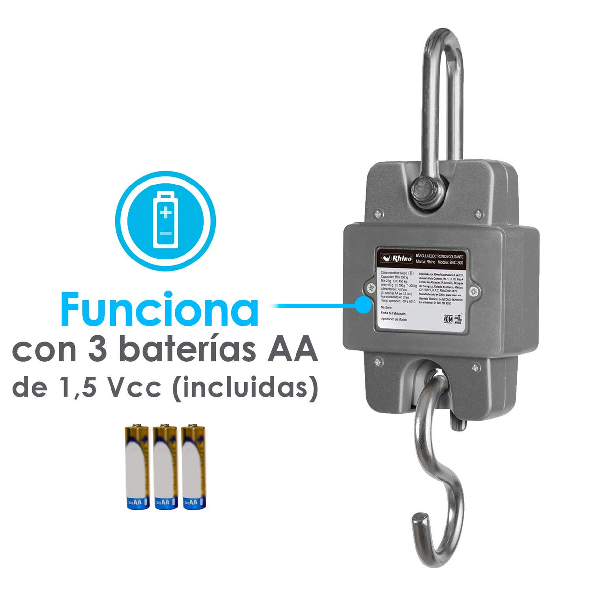 Báscula colgante 300 kg / 100 g | Rhino | Bac-300