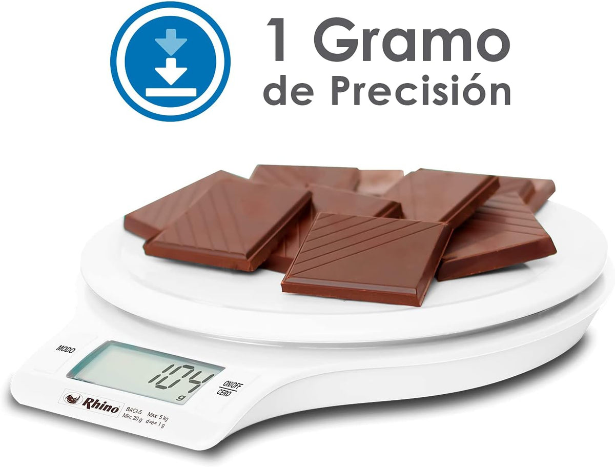 Báscula Circular | Plato De Acero Inoxidable / Carcasa Plástica | Plato Circular | 5 Kg / División 2 G | Uso Comercial | BACI-5 | RHINO