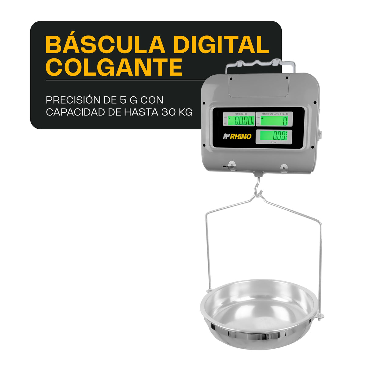 Báscula 30 kg / 5 g, pantallas de peso, precio | Rhino | Bacmu-30