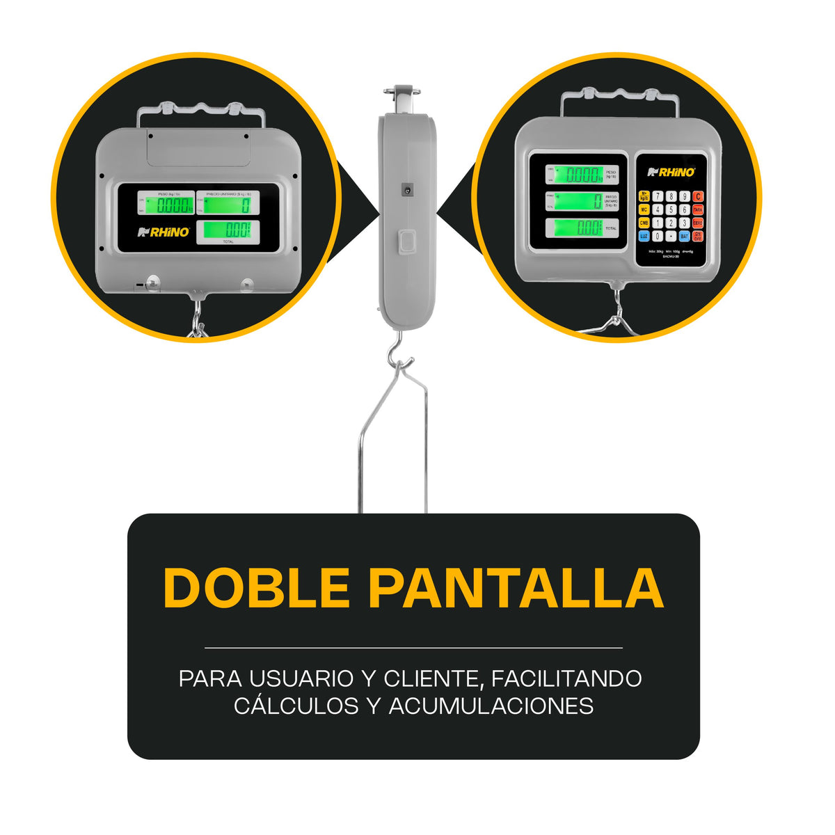 Báscula 30 kg / 5 g, pantallas de peso, precio | Rhino | Bacmu-30