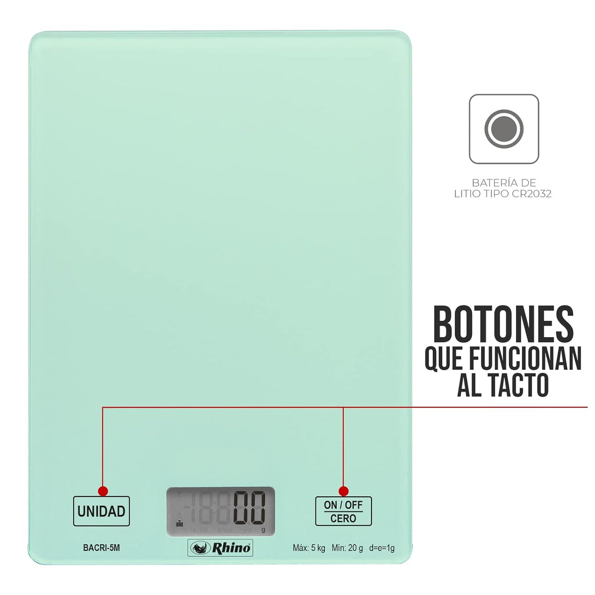 Báscula de cocina 5 kg / 1 g | Rhino | Bacri-5m