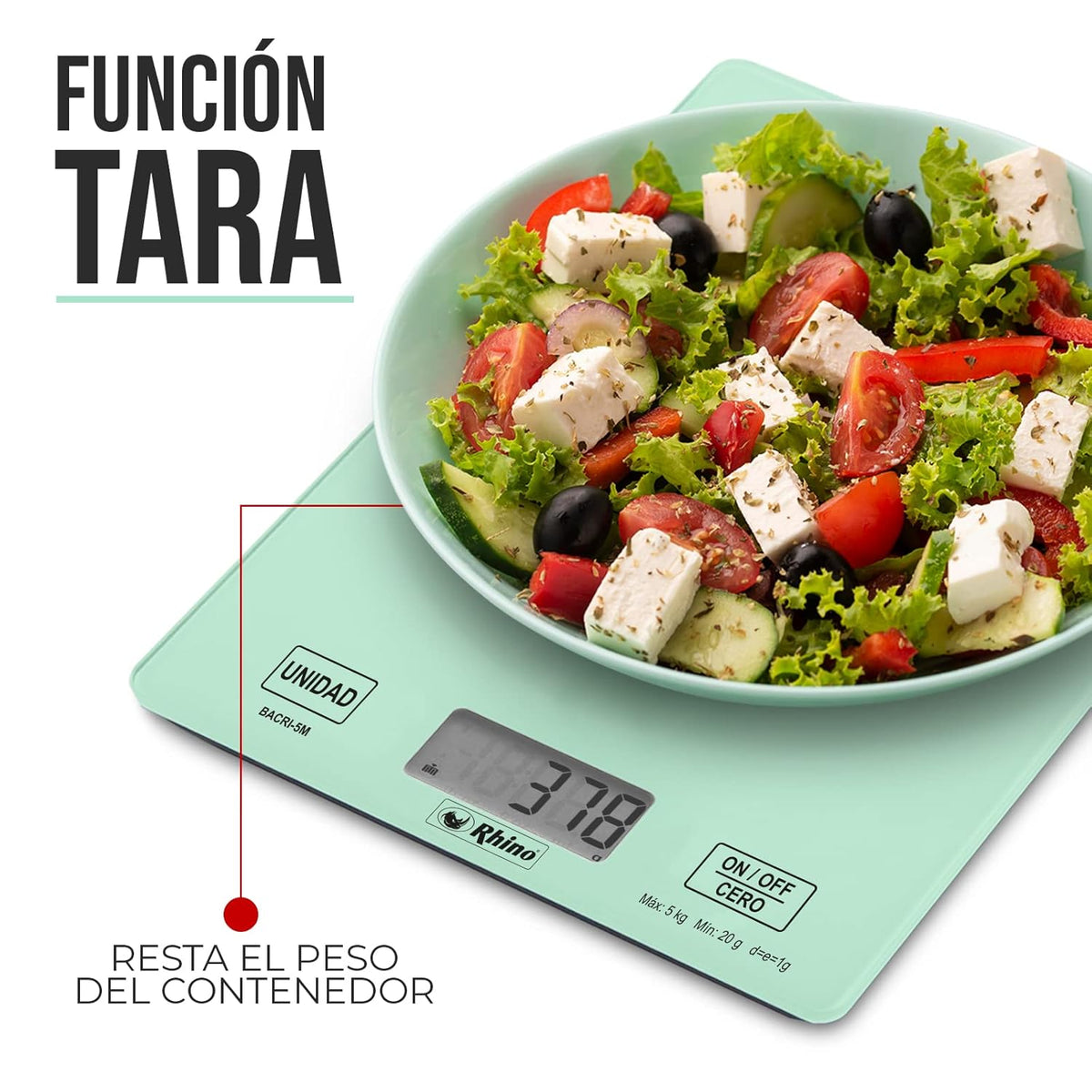Báscula de cocina 5 kg / 1 g | Rhino | Bacri-5m