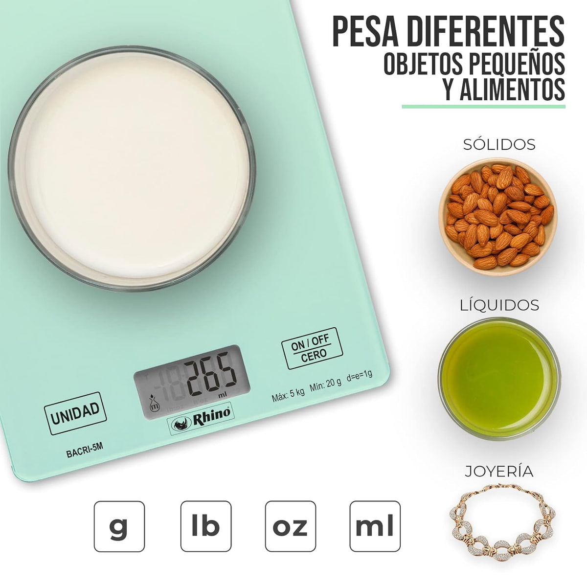 Báscula de cocina 5 kg / 1 g | Rhino | Bacri-5m