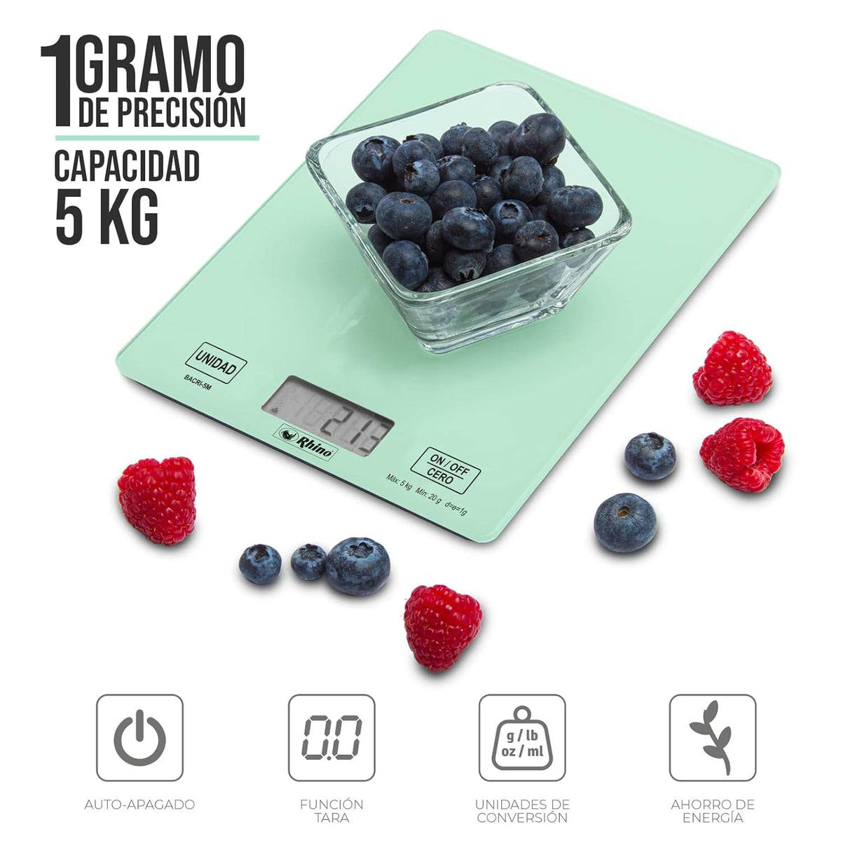 Báscula de cocina 5 kg / 1 g | Rhino | Bacri-5m