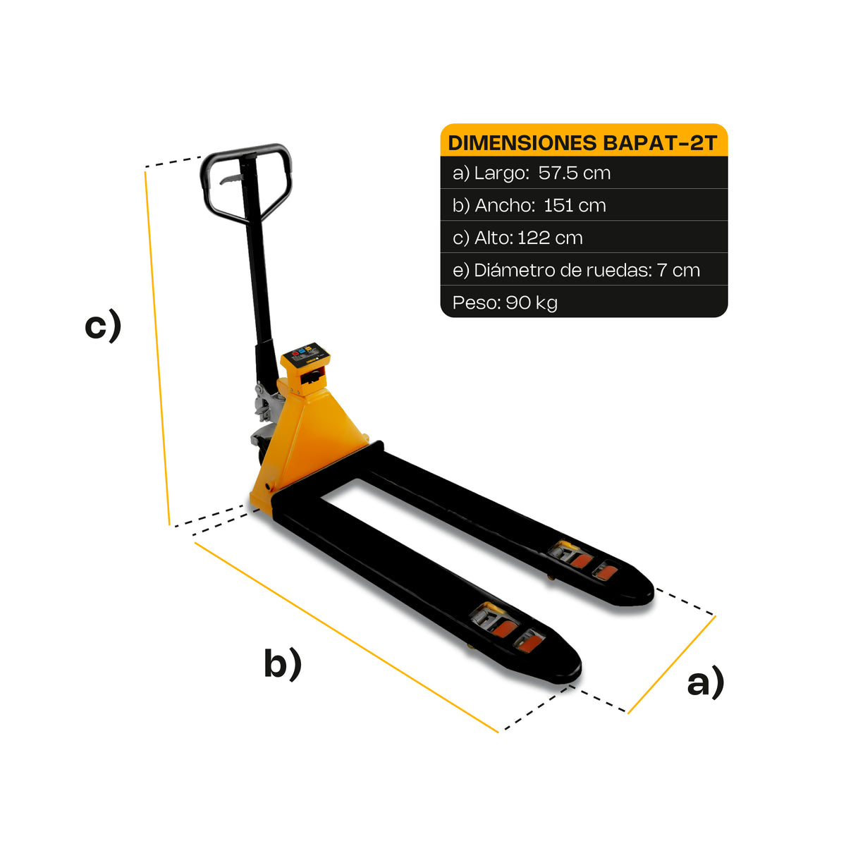 Báscula de patín, 2 T / 500 g, pantalla LED | Rhino | Bapat-2t