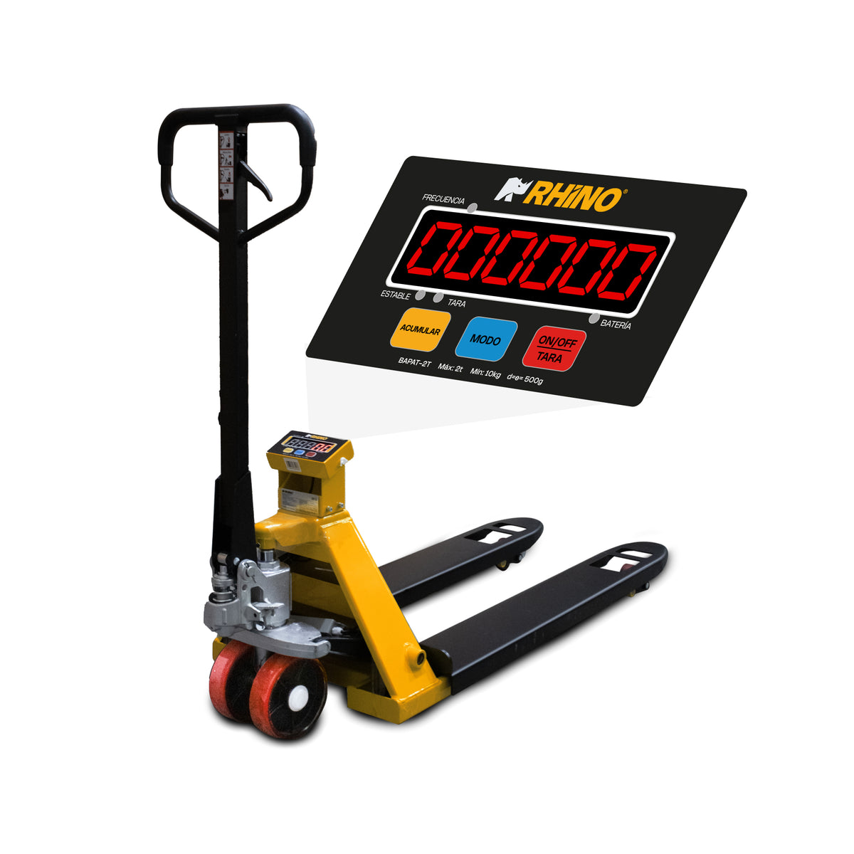 Báscula de patín, 2 T / 500 g, pantalla LED | Rhino | Bapat-2t