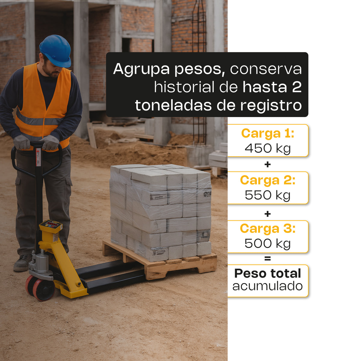Báscula de patín, 2 T / 500 g, pantalla LED | Rhino | Bapat-2t
