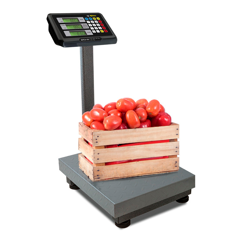 Báscula Plataforma | Plataforma De Acero Al Carbono / Indicador De Acero Inoxidable | Plataforma 32 X 42 Cm | 100 Kg / División 10 G | Uso Comercial | BAPCA-100 | RHINO