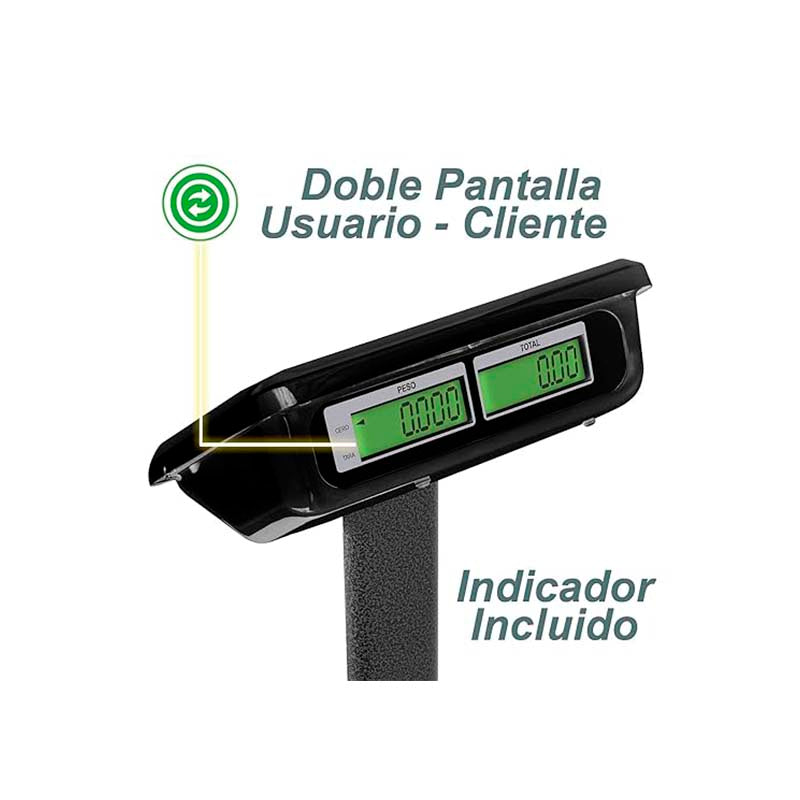 Báscula Plataforma | Plataforma De Acero Al Carbono | Plataforma 40 X 50 Cm | 200 Kg / División 20 G | Uso Comercial | BAPCA-200 | RHINO
