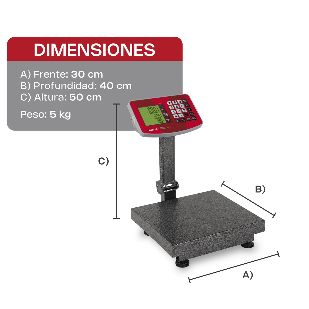 Báscula de plataforma 60 kg / 10 g | Rhino | Baple-60