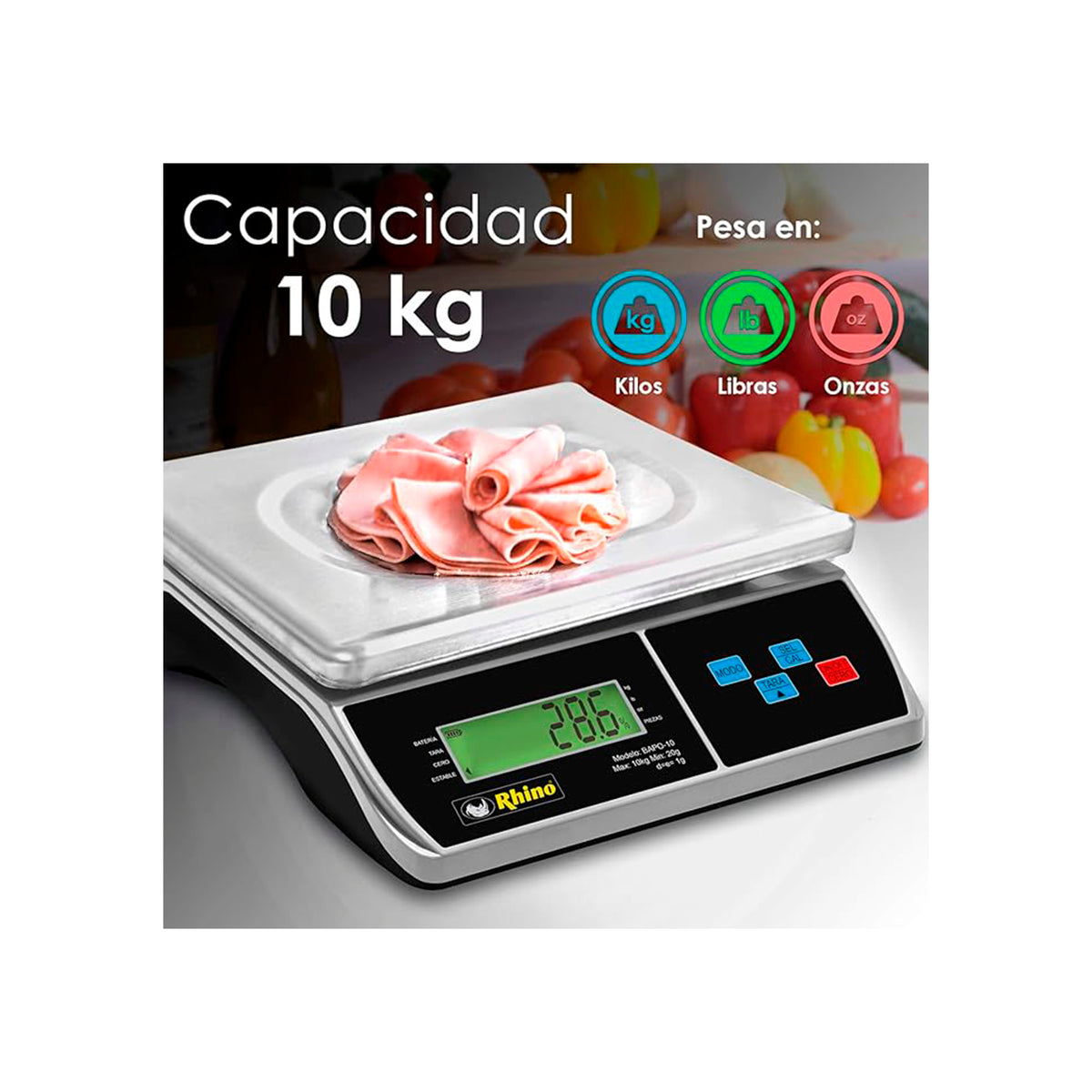 Báscula electrónica 10 kg / 1 g | Rhino | Bapo-10