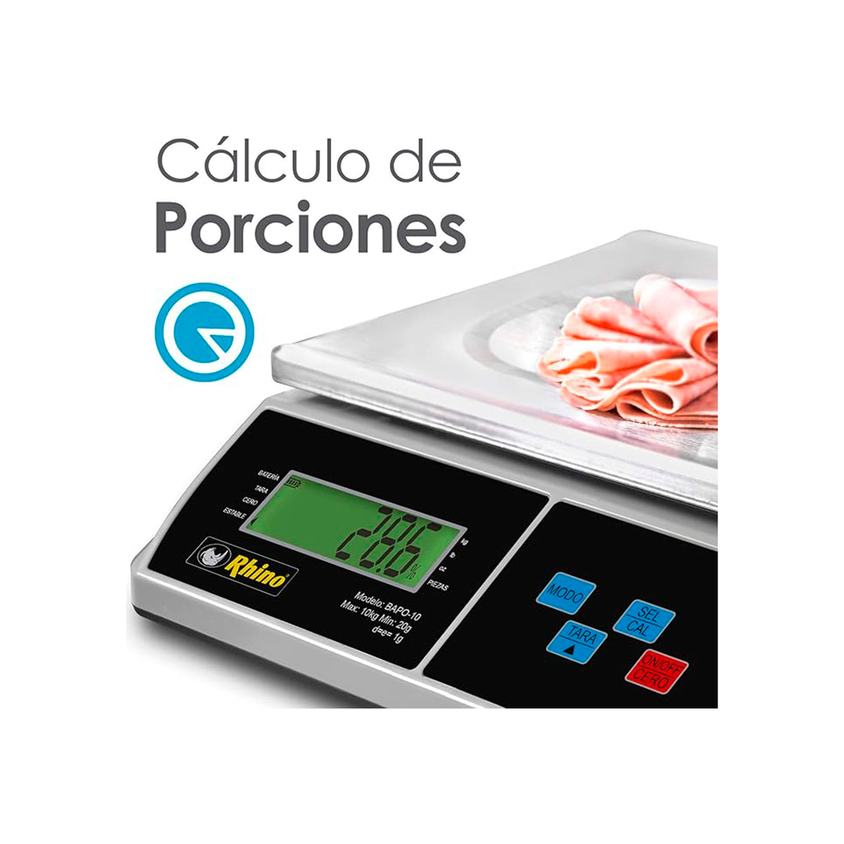 Báscula electrónica 10 kg / 1 g | Rhino | Bapo-10