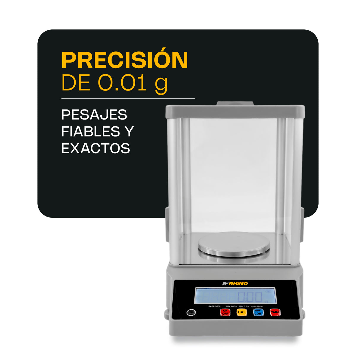 Báscula electrónica de precisión 600 g / 0.01 g | Rhino | Bapre-600