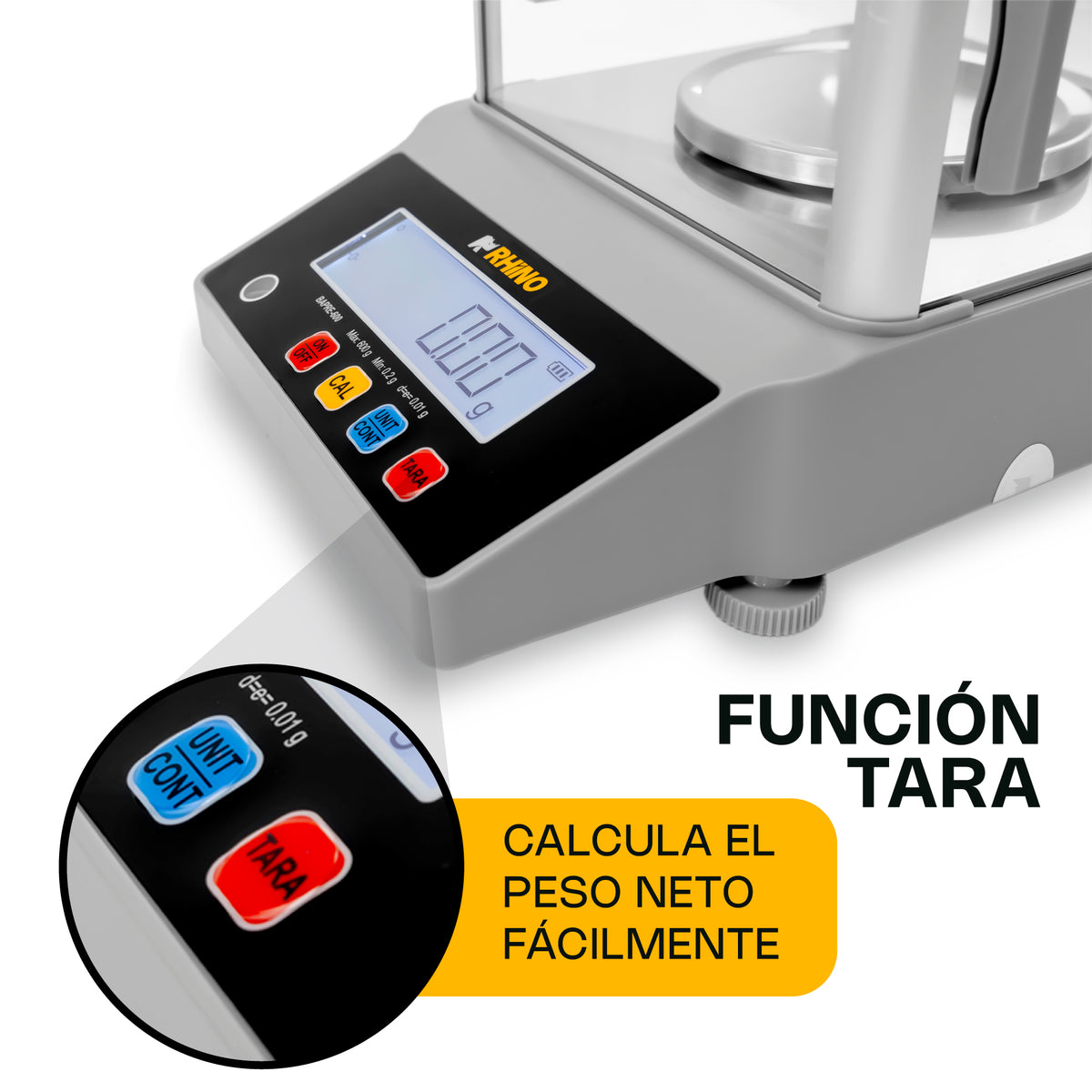 Báscula electrónica de precisión 600 g / 0.01 g | Rhino | Bapre-600