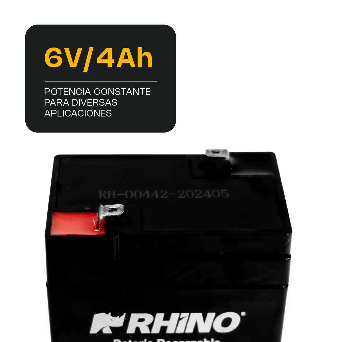Batería recargable de plomo ácido, 6 v / 4 ah | Rhino | Bat-6vr