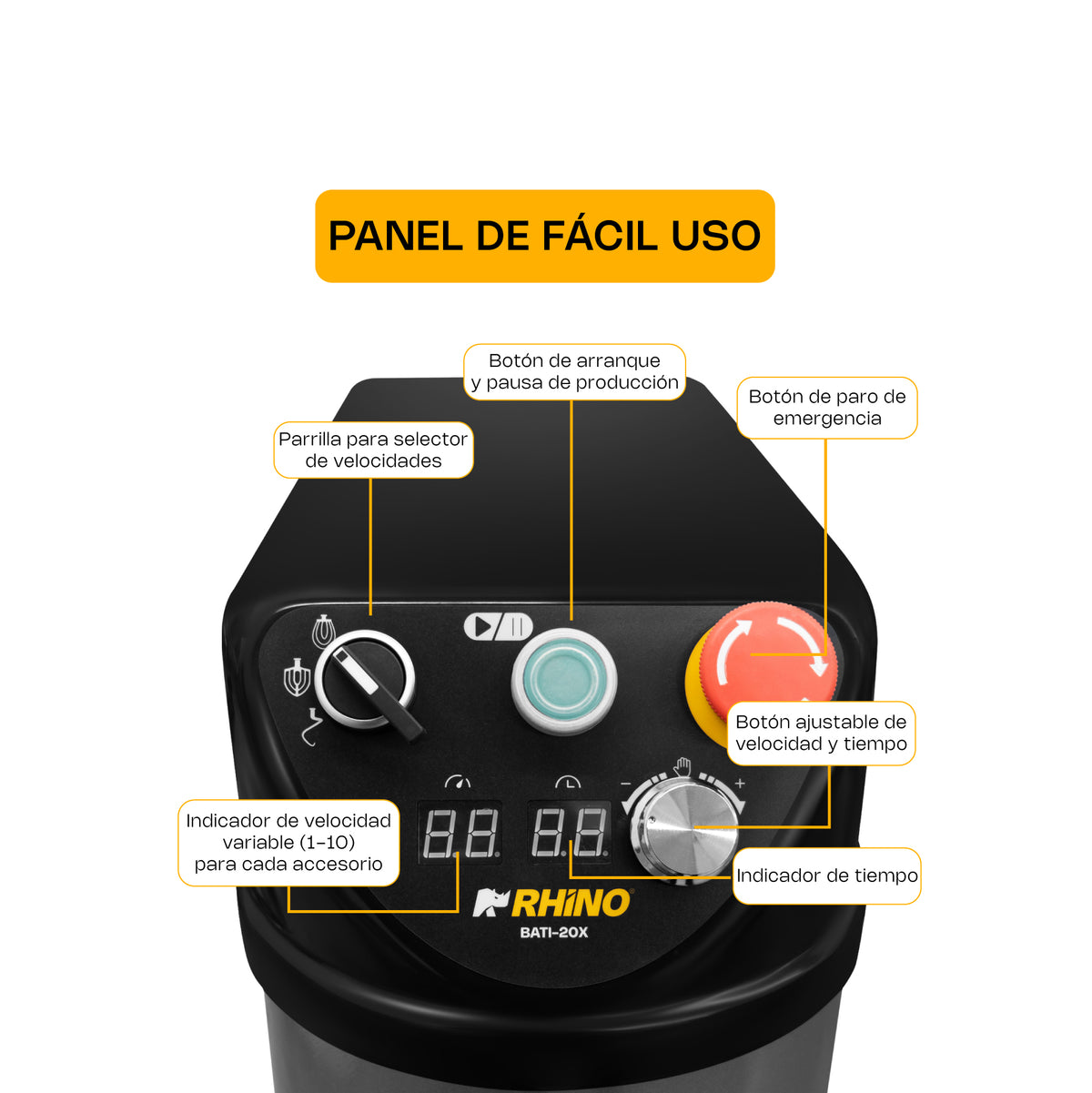 Batidora planetaria, de velocidad variable 20 l | Rhino | Bati-20x