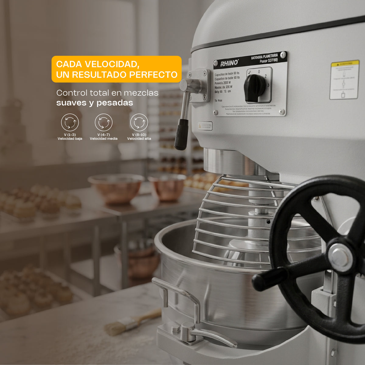 Batidora planetaria, capacidad de 60 l | Rhino | Bati-60