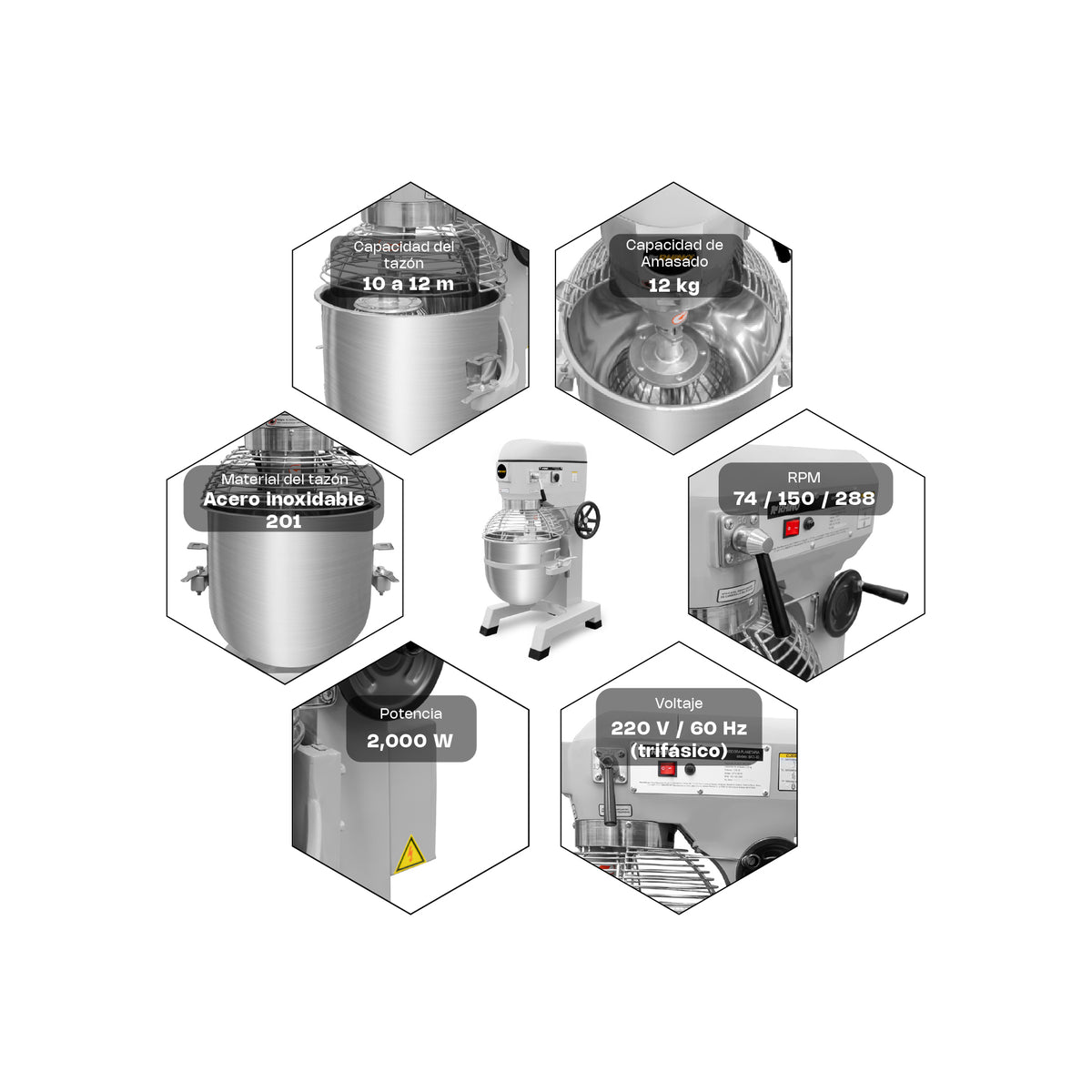 Batidora planetaria, capacidad de 60 l | Rhino | Bati-60