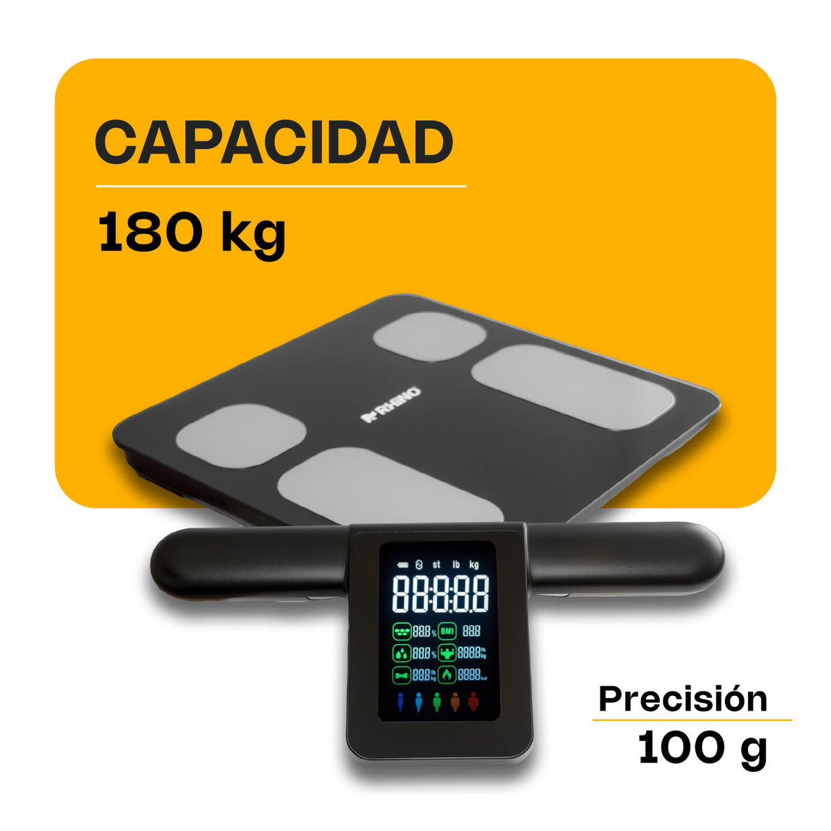 Báscula corporal 180 kg / 100 g, app incluida | Rhino | Bioma-180