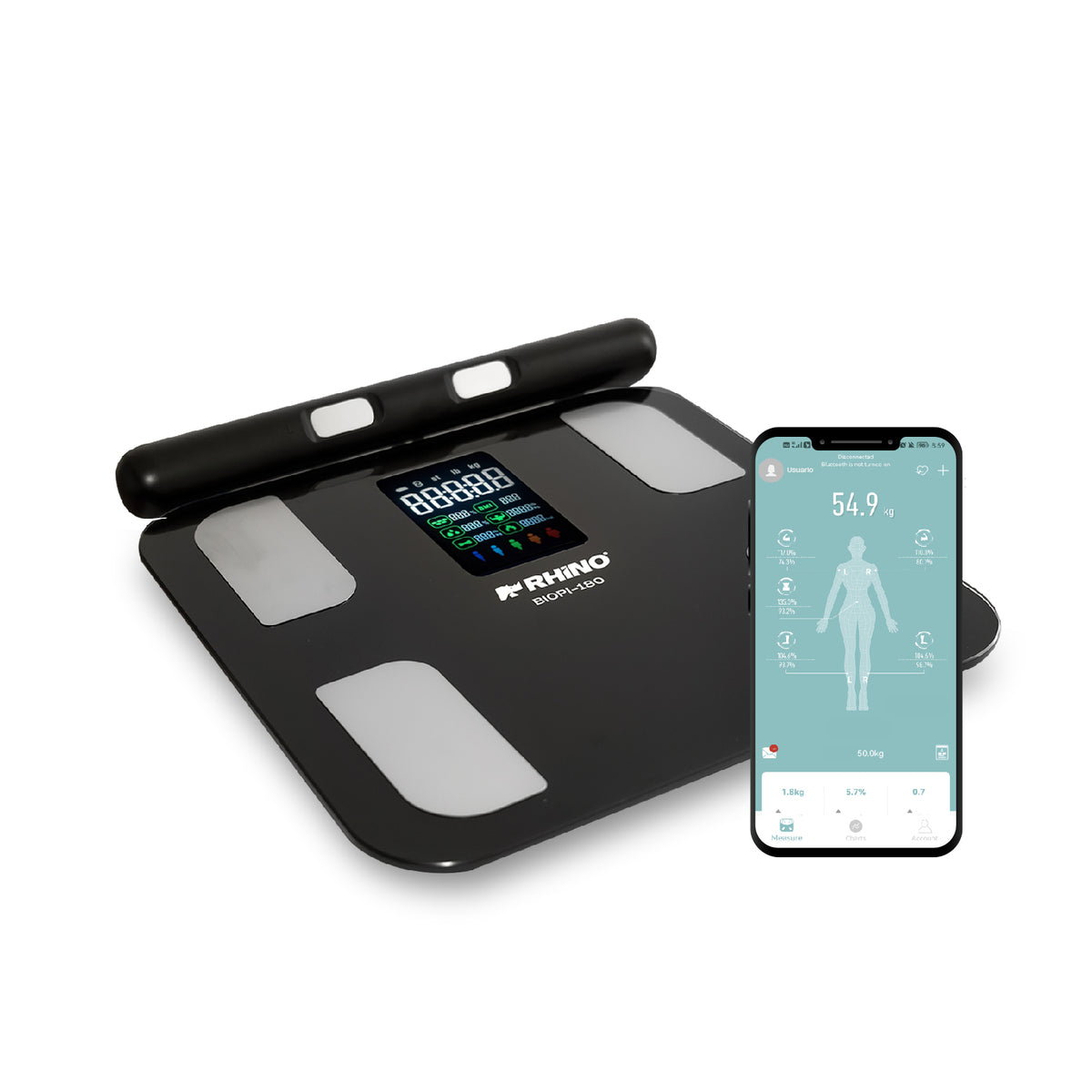 Báscula electrónica corporal 180 kg / 100 g | Rhino | Biopi-180