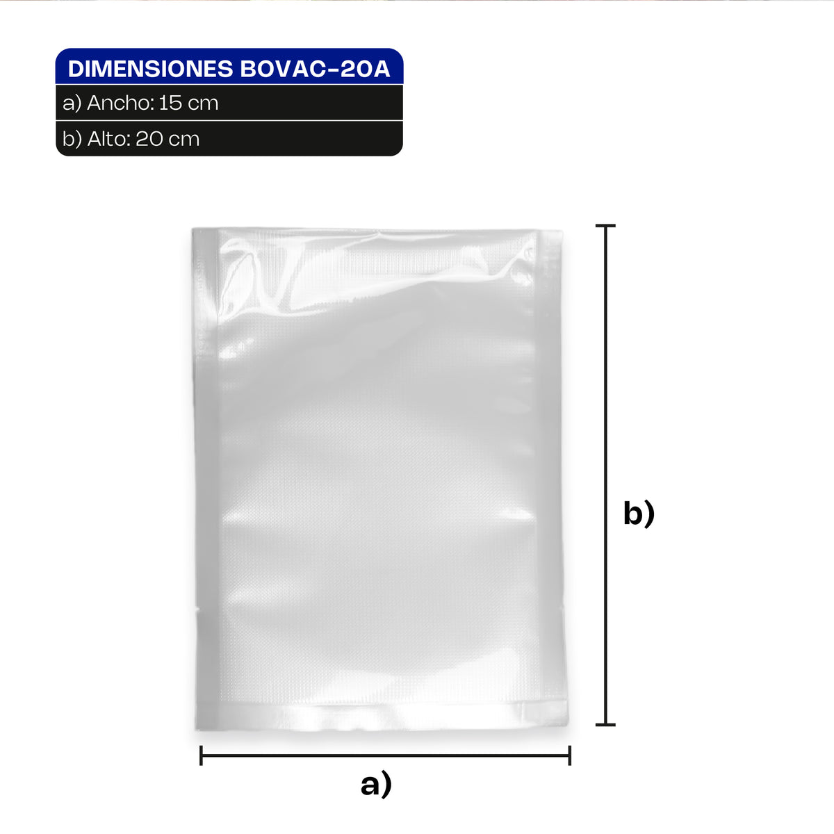 100 bolsas gofradas para empaque al vacío | Rhino | Bovac-20a