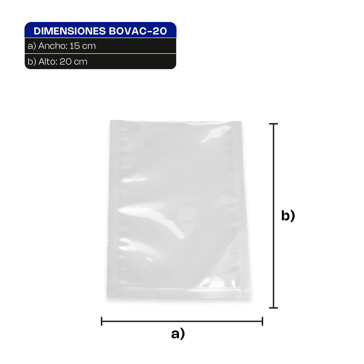 Bolsa Para Empaque Al Vacío | Plástico Para Empaque Al Vacío | 15 X 20 Cm | Uso Comercial | BOVAC-20 | RHINO