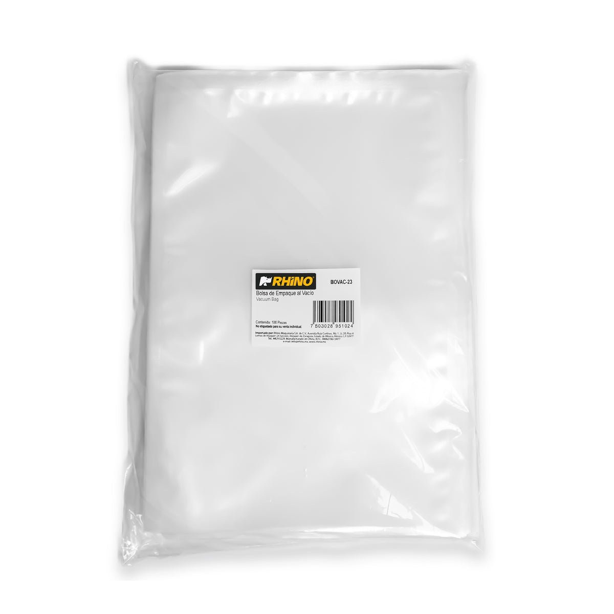 Bolsa Para Empaque Al Vacío | Plástico Para Empaque Al Vacío | 20 X 30 Cm | Uso Comercial | BOVAC-23 | RHINO