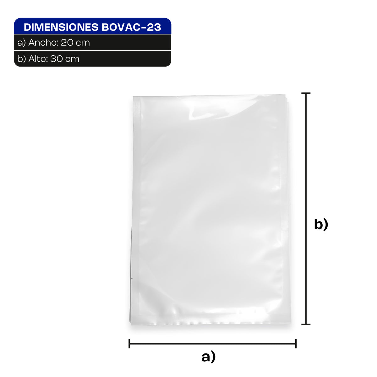 Bolsa Para Empaque Al Vacío | Plástico Para Empaque Al Vacío | 20 X 30 Cm | Uso Comercial | BOVAC-23 | RHINO