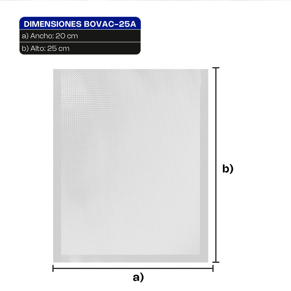 100 bolsas gofradas para empaque al vacío | Rhino | Bovac-25a
