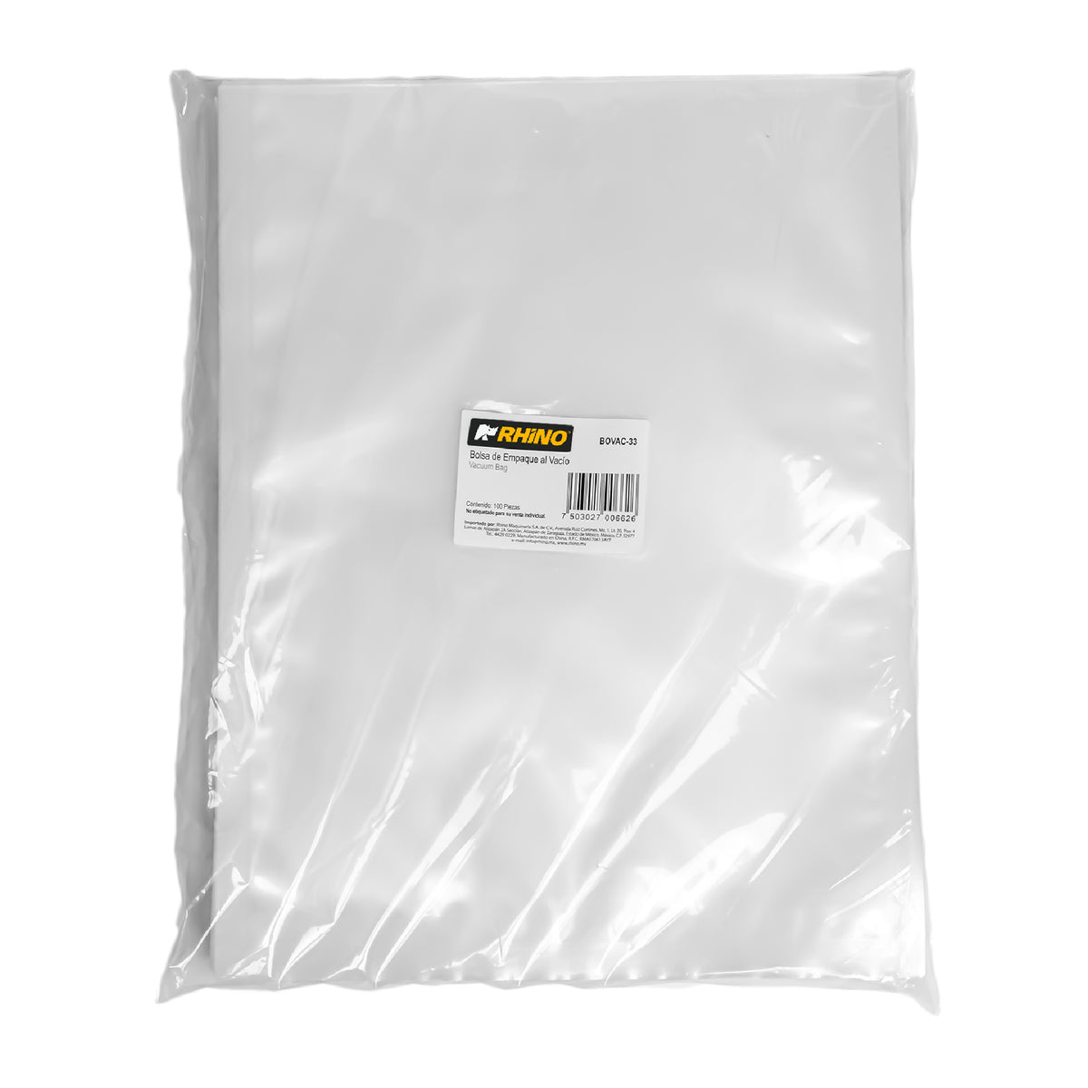 Bolsa Para Empaque Al Vacío | Plástico Para Empaque Al Vacío | 25 X 33 Cm | Uso Comercial | BOVAC-33 | RHINO