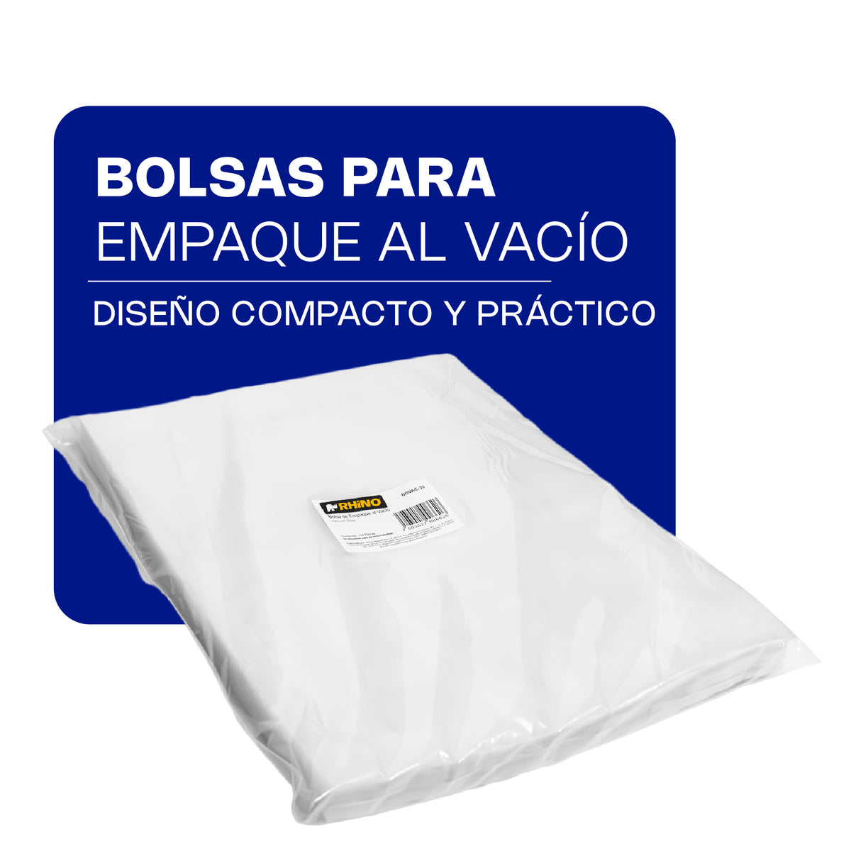 Bolsa Para Empaque Al Vacío | Plástico Para Empaque Al Vacío | 25 X 33 Cm | Uso Comercial | BOVAC-33 | RHINO