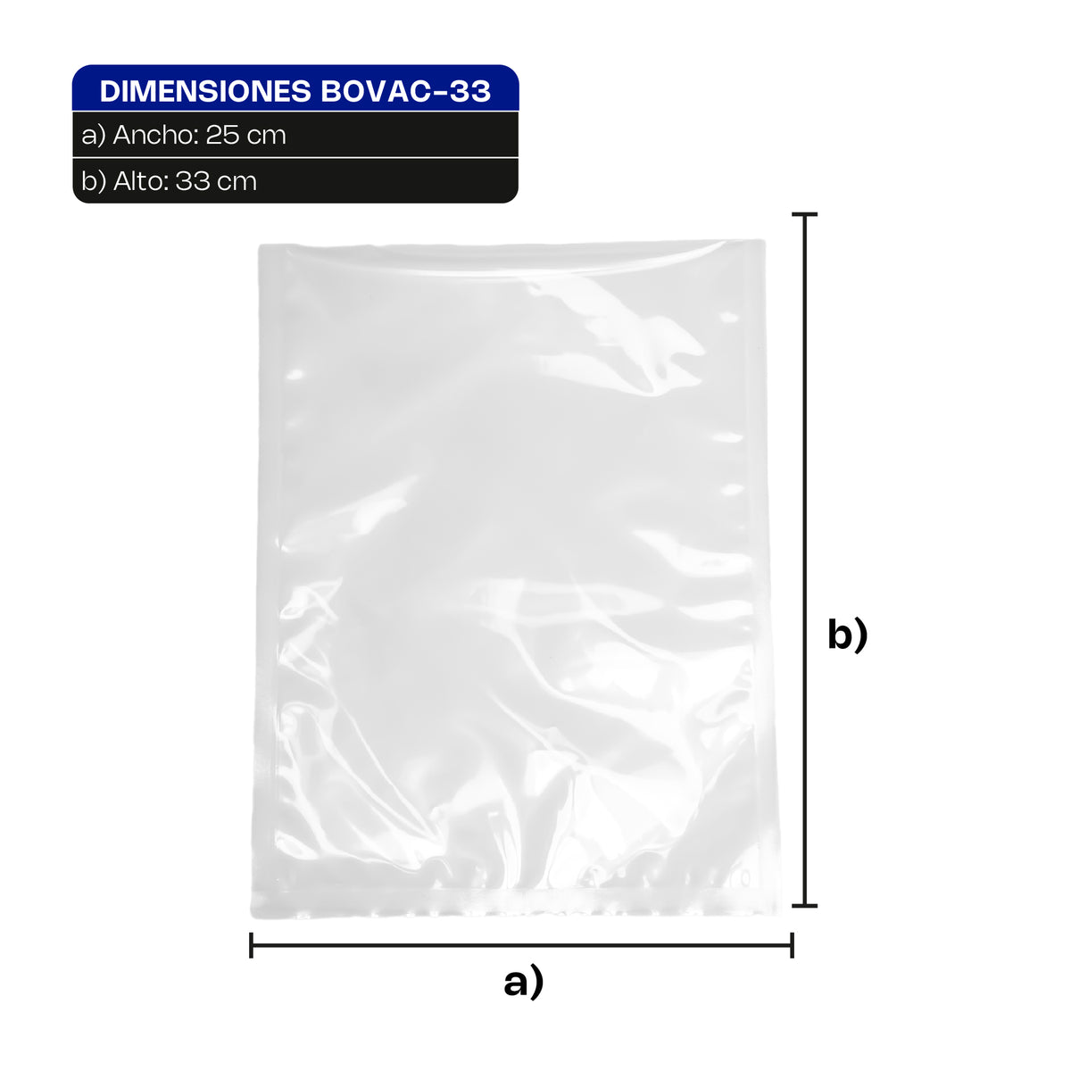 Bolsa Para Empaque Al Vacío | Plástico Para Empaque Al Vacío | 25 X 33 Cm | Uso Comercial | BOVAC-33 | RHINO
