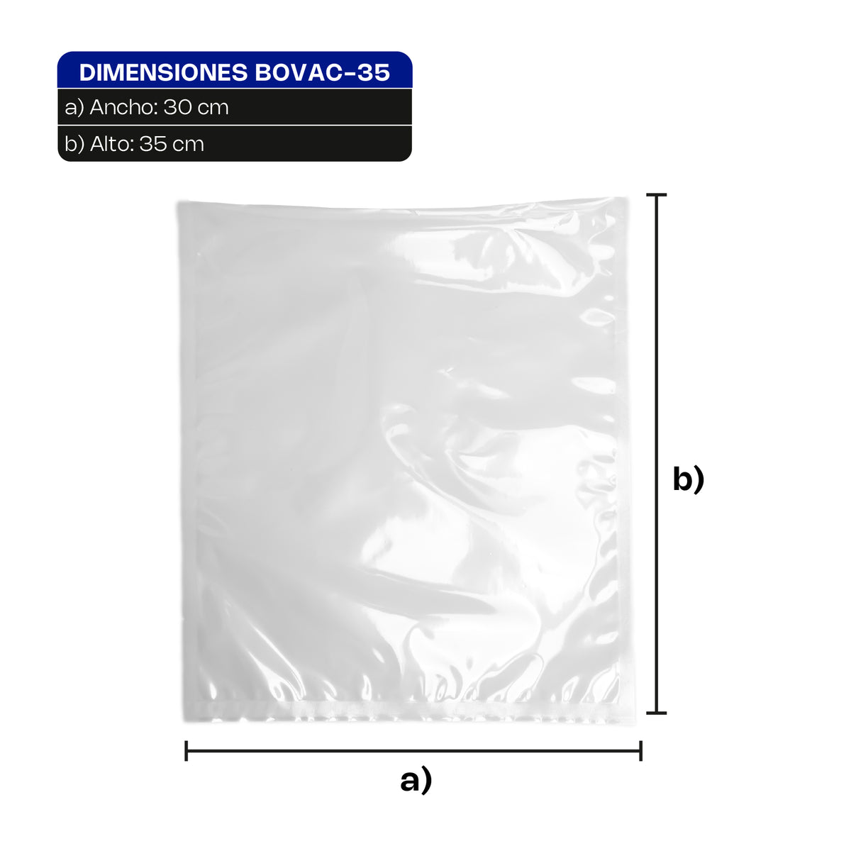 Bolsa Para Empaque Al Vacío | Plástico Para Empaque Al Vacío | 30 X 35 Cm | Uso Comercial | BOVAC-35 | RHINO