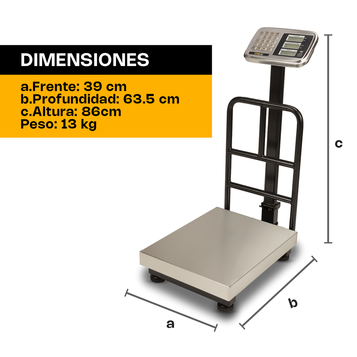 Báscula Peso-Precio | Plataforma De Acero Inoxidable | Plataforma 40 X 50 Cm | 200 Kg / División 20 G | Uso Comercial | BP-200 | RHINO
