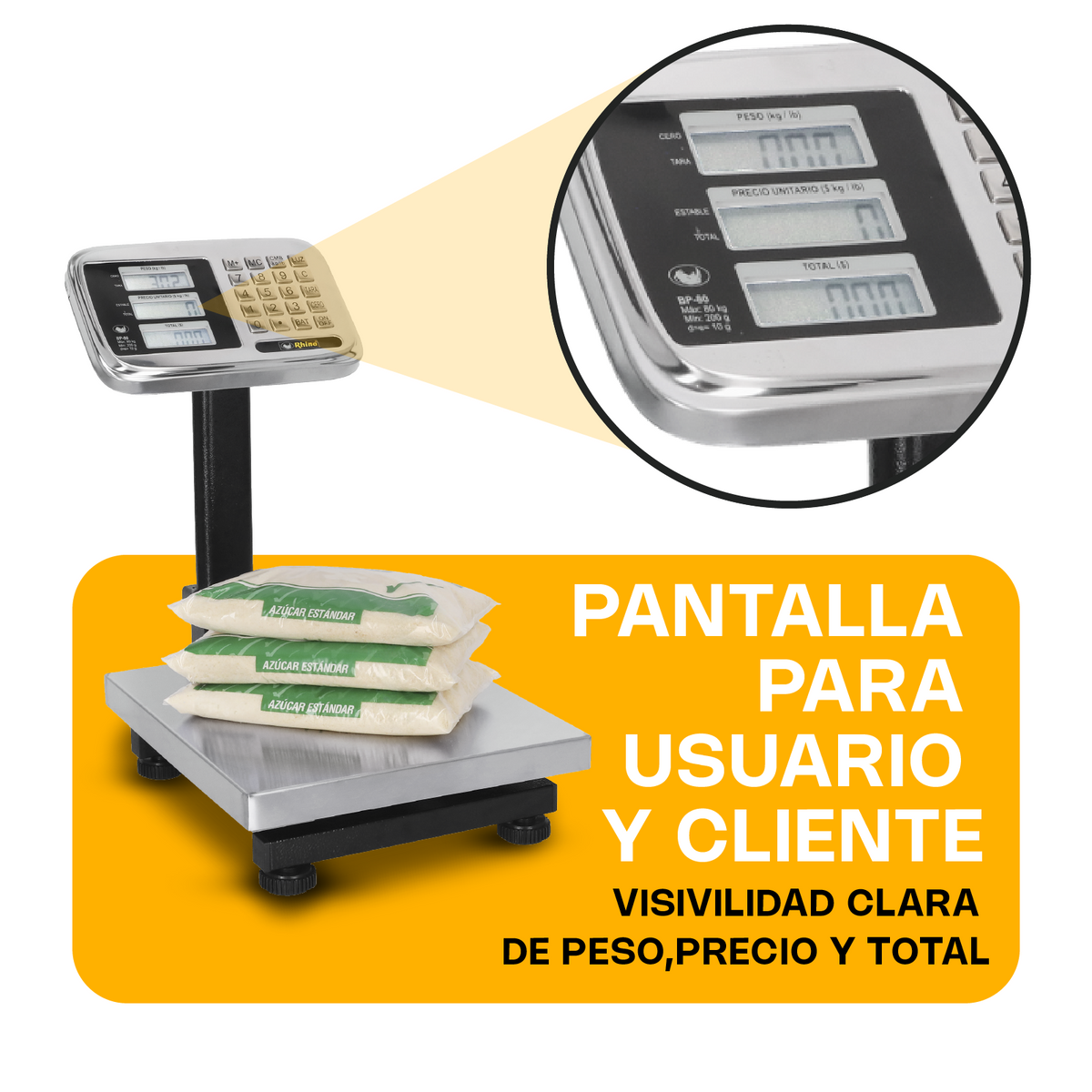 Báscula de plataforma 80 kg / 10 g | Rhino | Bp-80