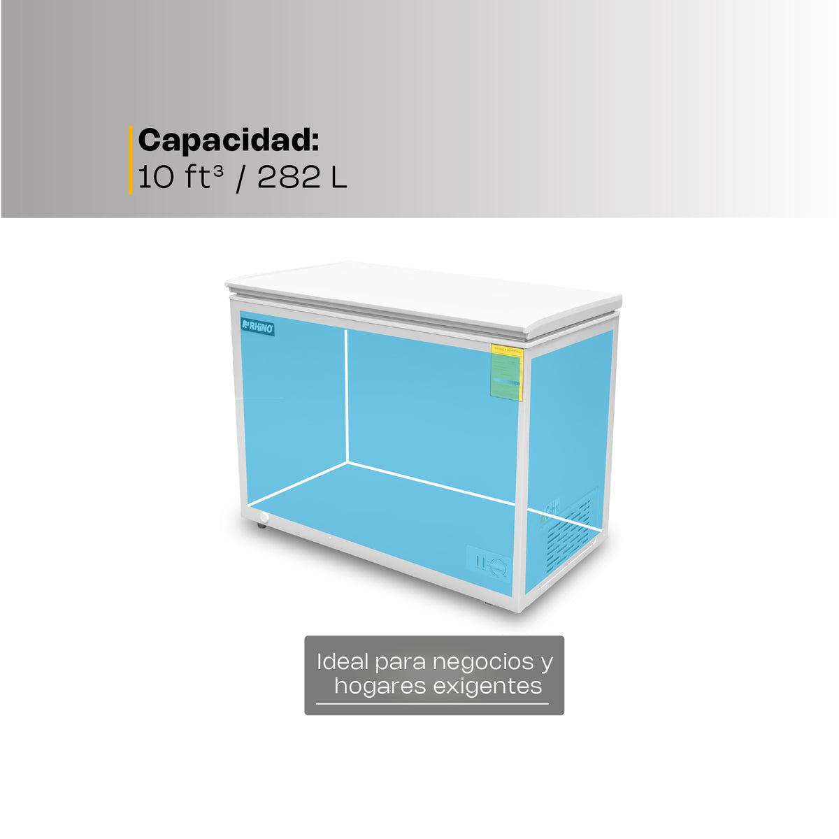 Congelador horizontal 10 ft³, temperatura | Rhino | Congeco-10