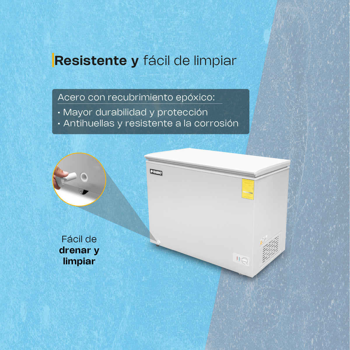 Congelador horizontal 10 ft³, temperatura | Rhino | Congeco-10