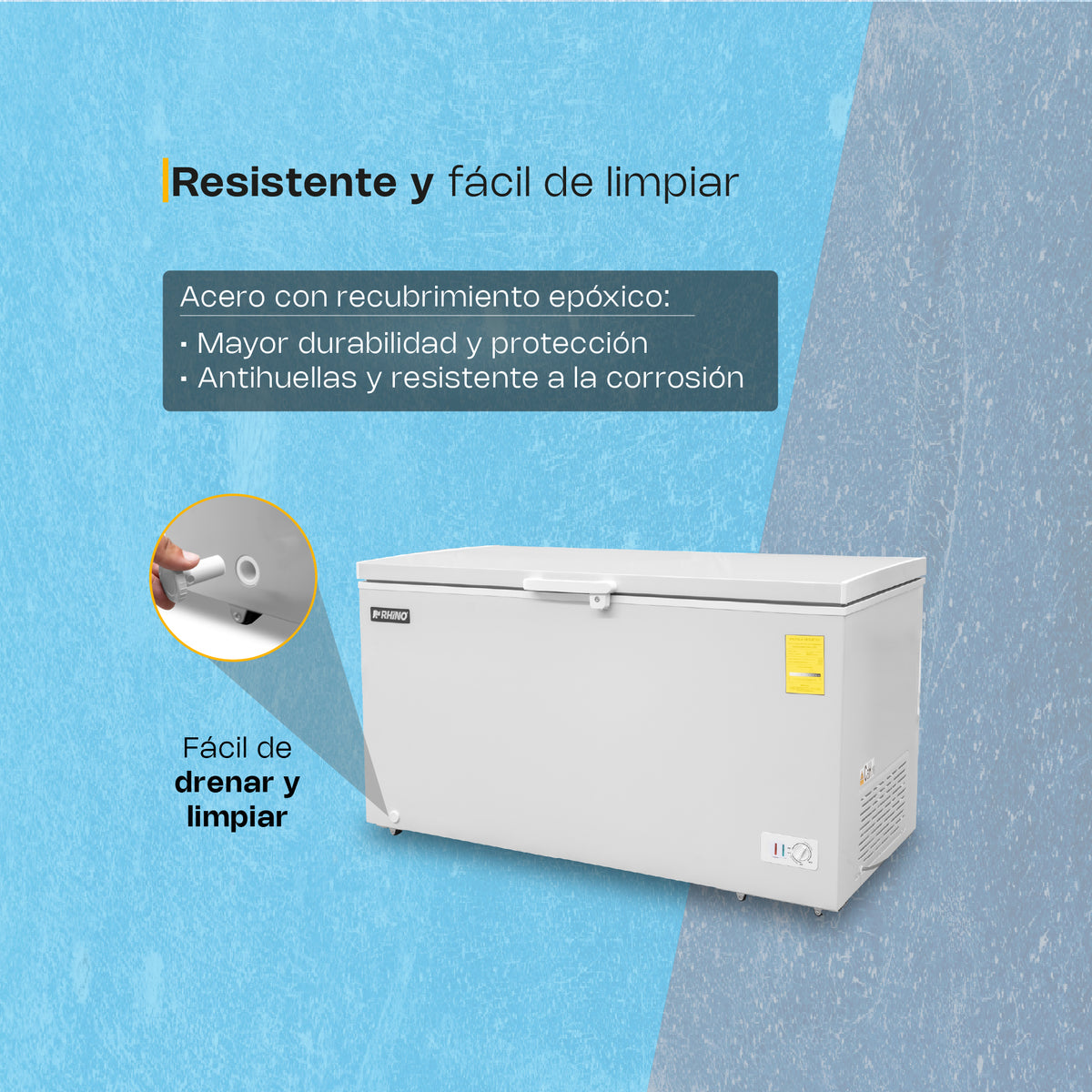 Congelador horizontal 16 ft³, temperatura | Rhino | Congeco-16