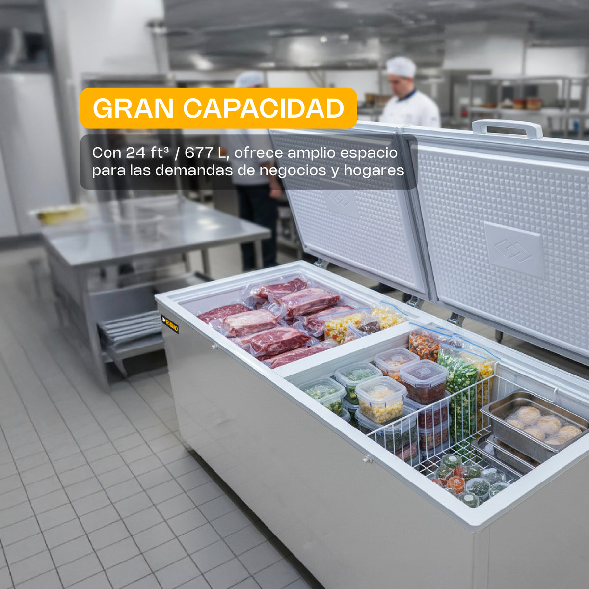 Congelador horizontal 24 ft³, temperatura | Rhino | Congeco-24x