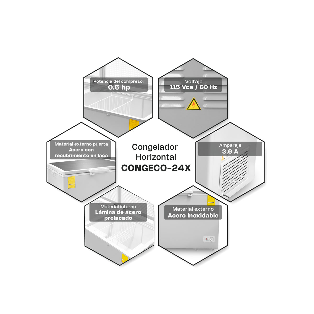 Congelador horizontal 24 ft³, temperatura | Rhino | Congeco-24x