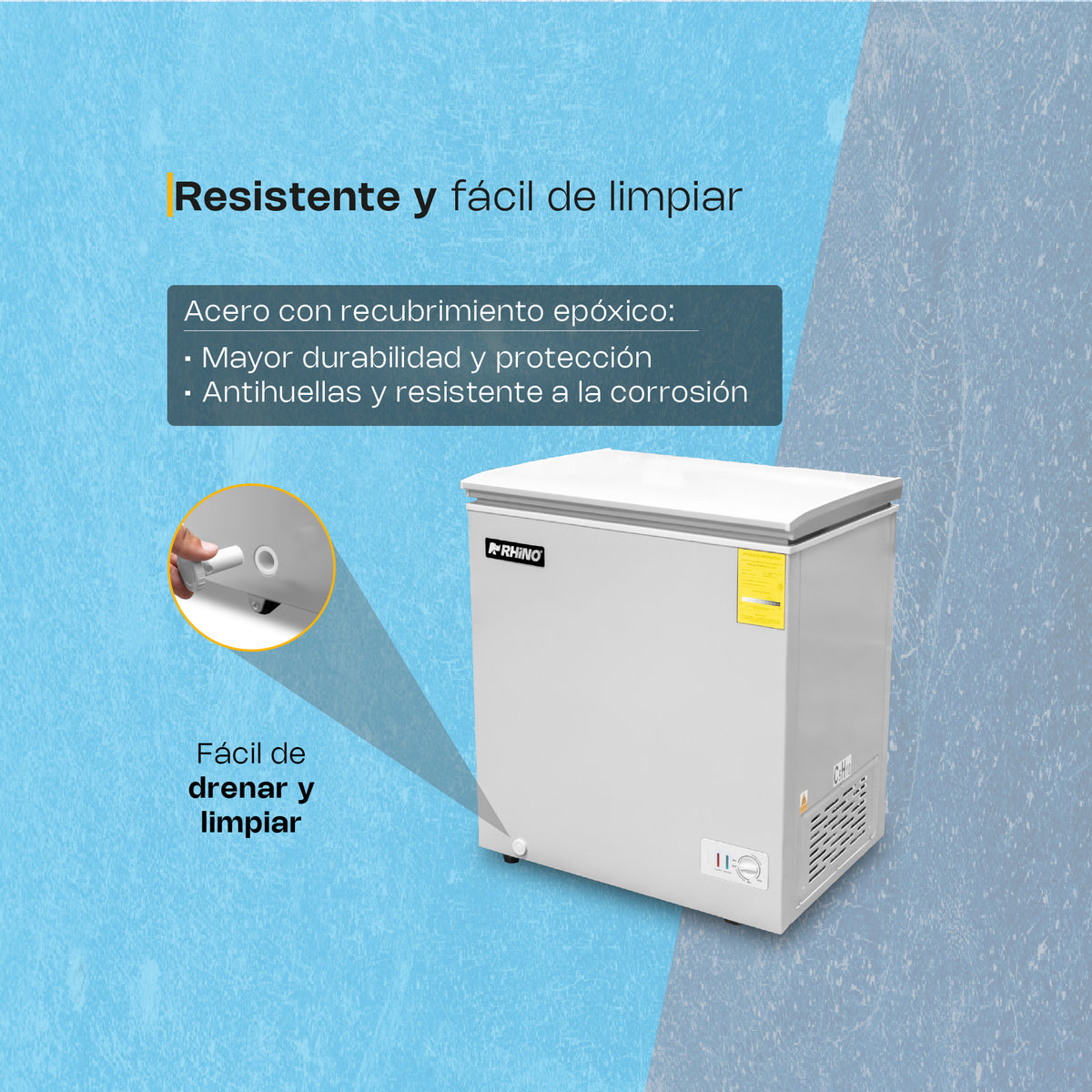 Congelador horizontal 5 ft³, temperatura | Rhino | Congeco-5