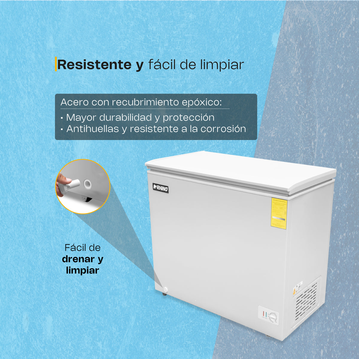 Congelador horizontal 7 ft³, temperatura | Rhino | Congeco-7