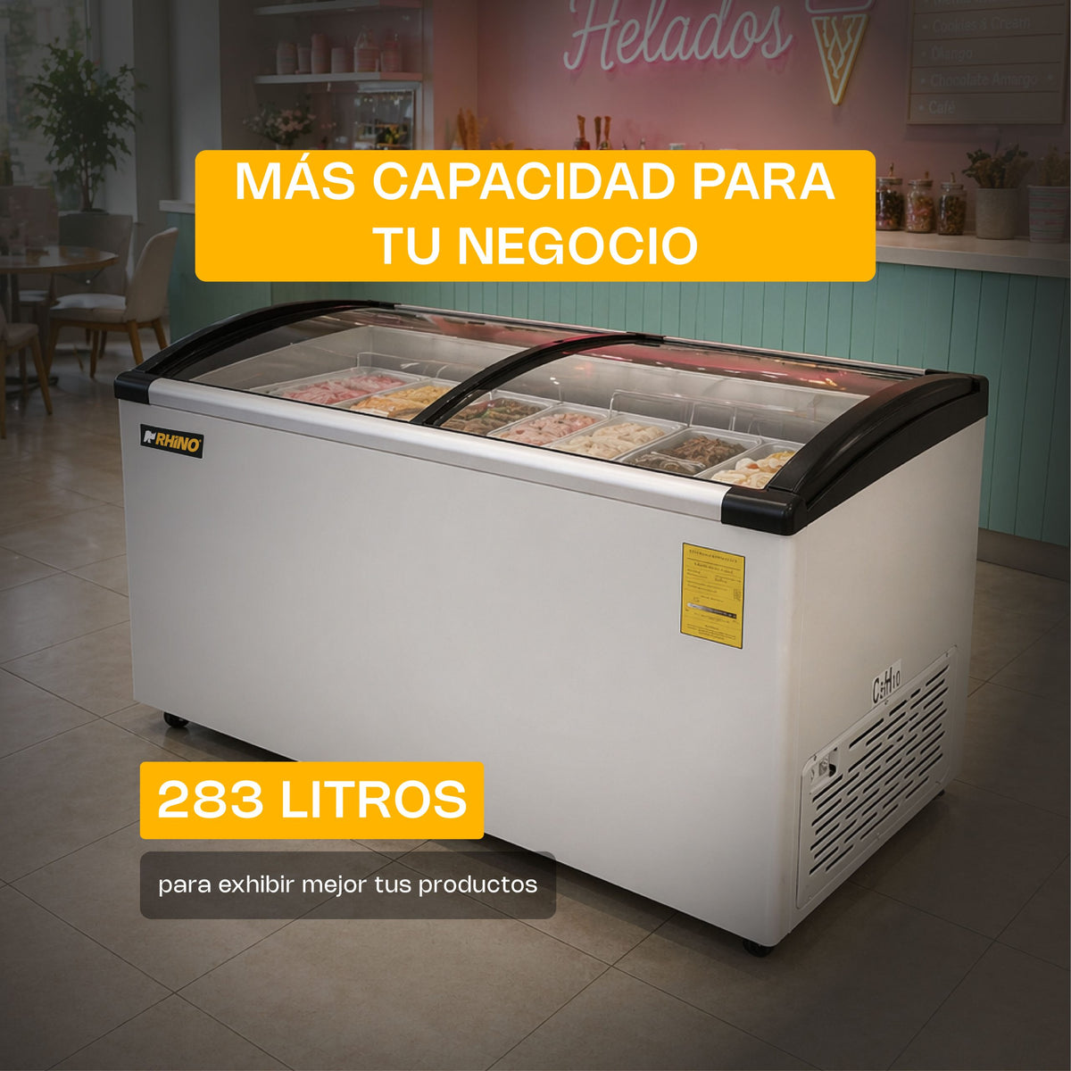 Congelador horizontal tapa de cristal curvo | Rhino | Congecri-10c