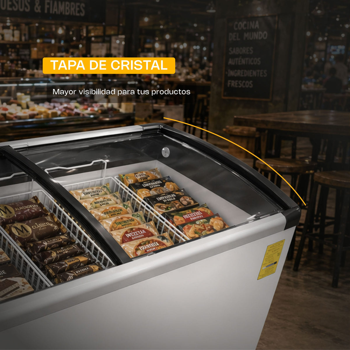 Congelador horizontal tapa de cristal curvo | Rhino | Congecri-10c