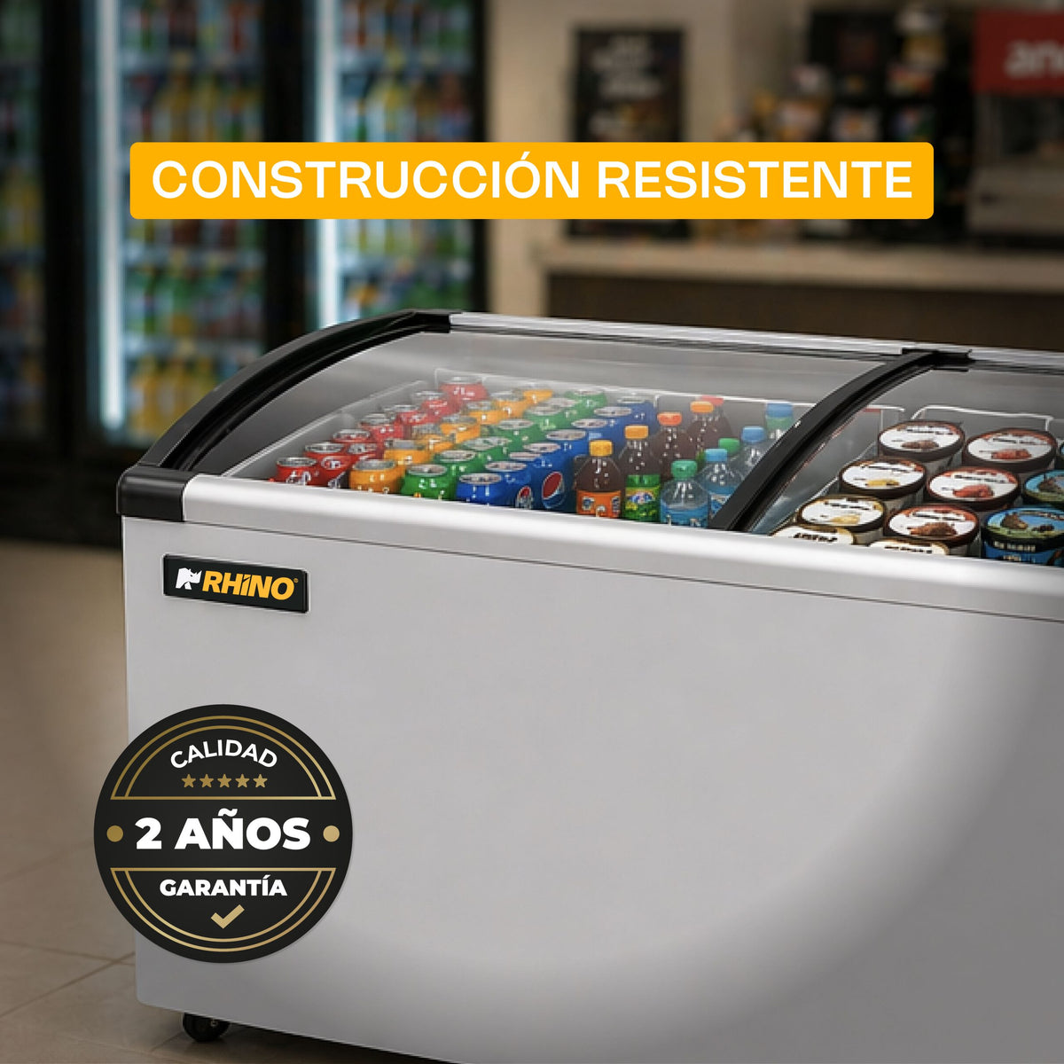 Congelador horizontal tapa de cristal curvo | Rhino | Congecri-10c