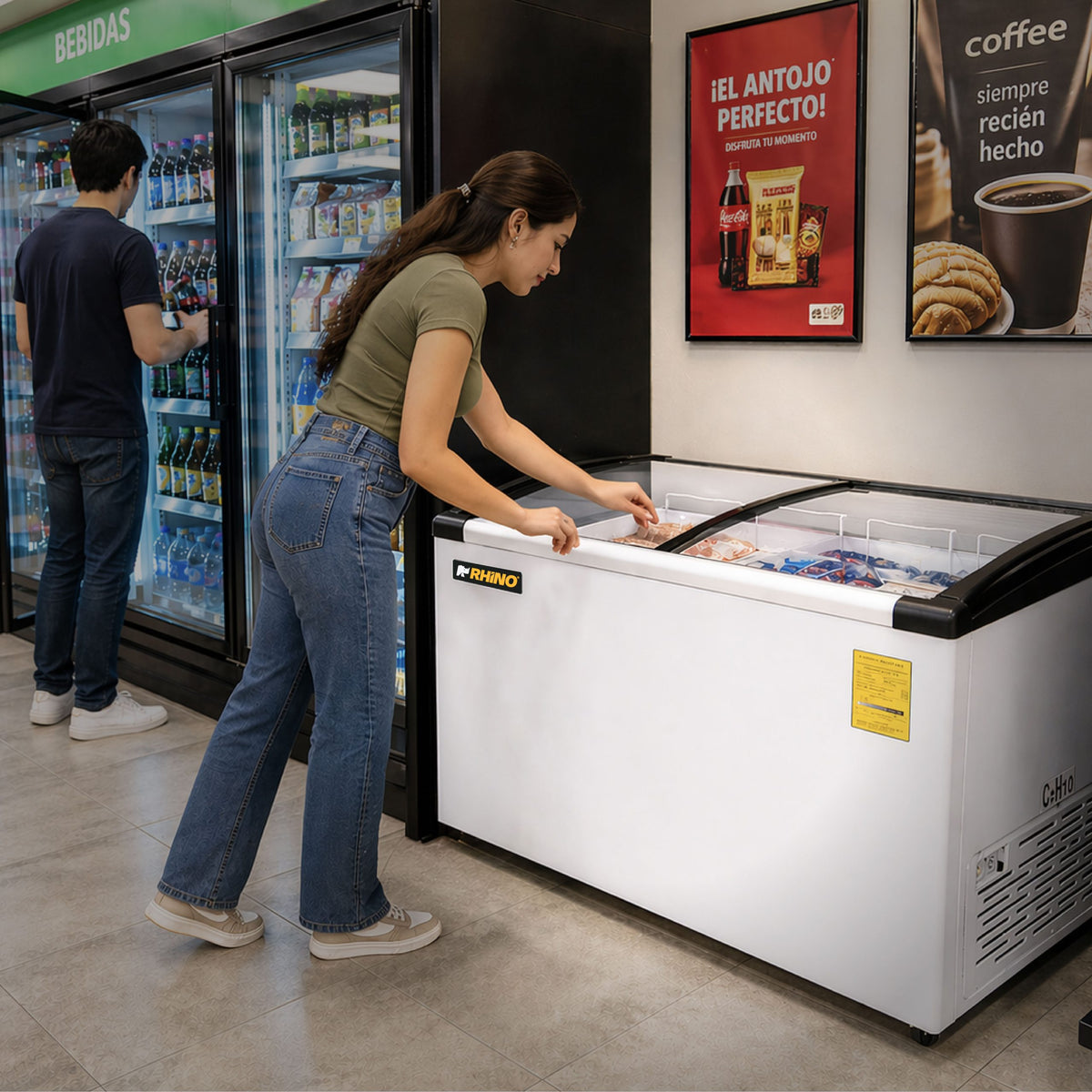 Congelador horizontal tapa de cristal curvo | Rhino | Congecri-10c